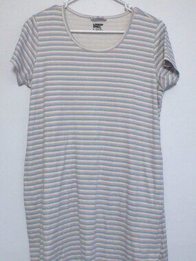 Lands’ End Supima Cotton T-Shirt Dress Women’s Medium Striped Pastel Casual